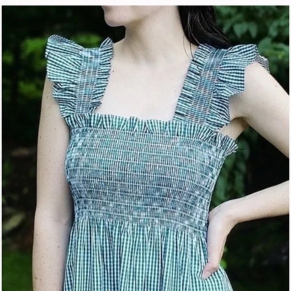 Hill House Ellie Nap Dress, Green & White Gingham, Size Small